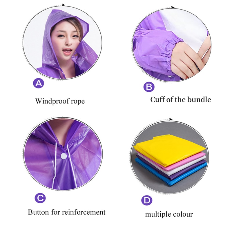 1pc Hooded Rain Coat Women Men - Camping Rain Poncho recension och pris