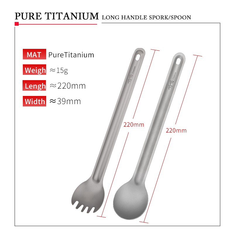TiTo Titanium Spork Spoon Long - Outdoor Camping Dining Set recension och pris
