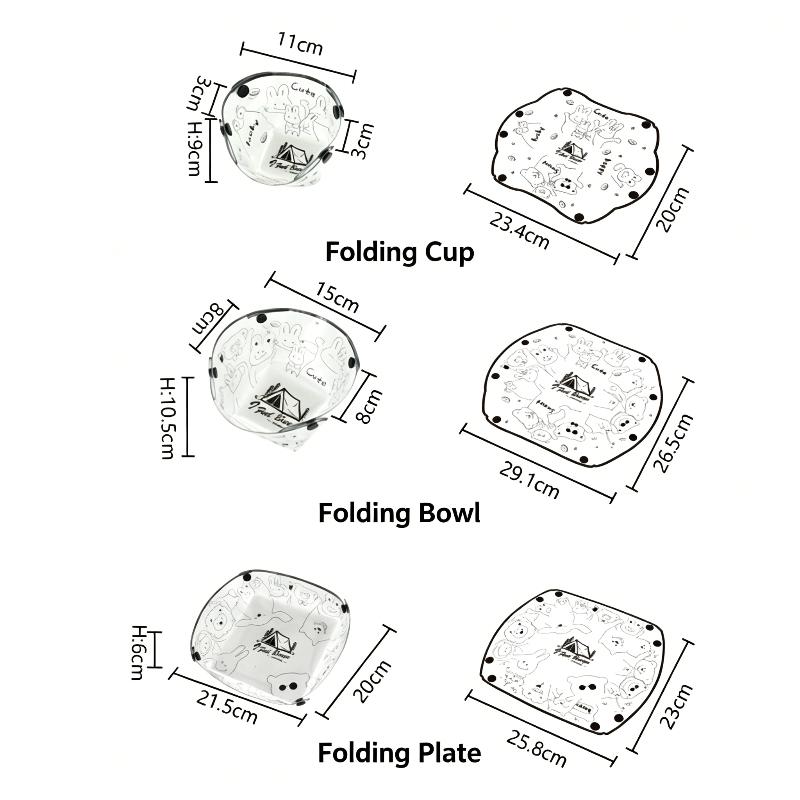 1/3PCS Foldable Bowls Cups & P - Outdoor Camping Dining Set recension och pris