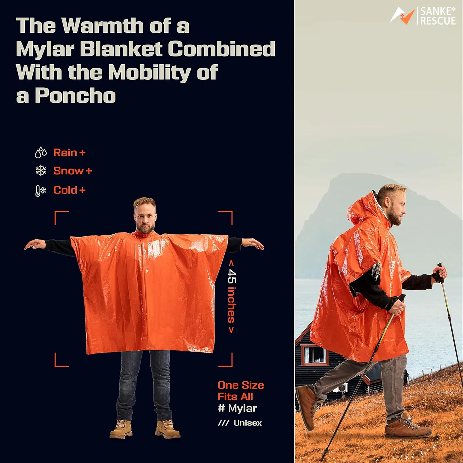 Emergency Rain Poncho Thermal  - Camping Rain Poncho recension och pris