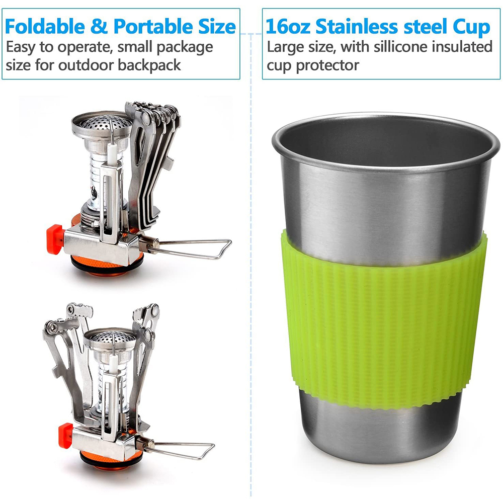Camping Cookware Kit with Stov - Outdoor Camping Dining Set recension och pris